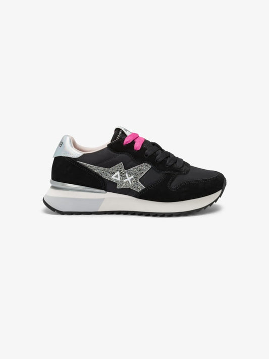 Sun68 scarpe nere donna con gitter logo sul lato