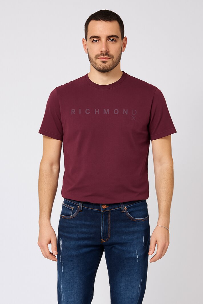 John Richmond t Shirt Bordeaux Uomo Basic In Jersey Maniche Corte Quotidiano