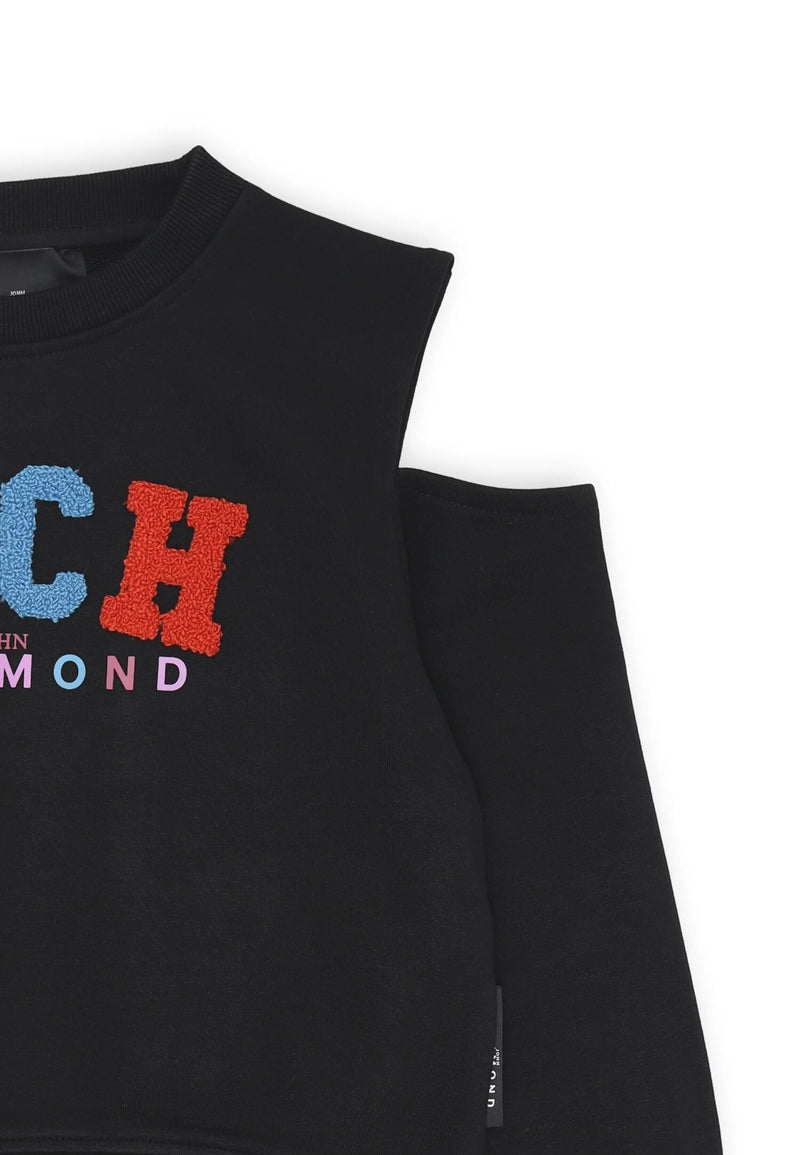 John Richmond Felpa Bambina Black 2-16 anni Logo Paillettes - NERO | CammarataMode