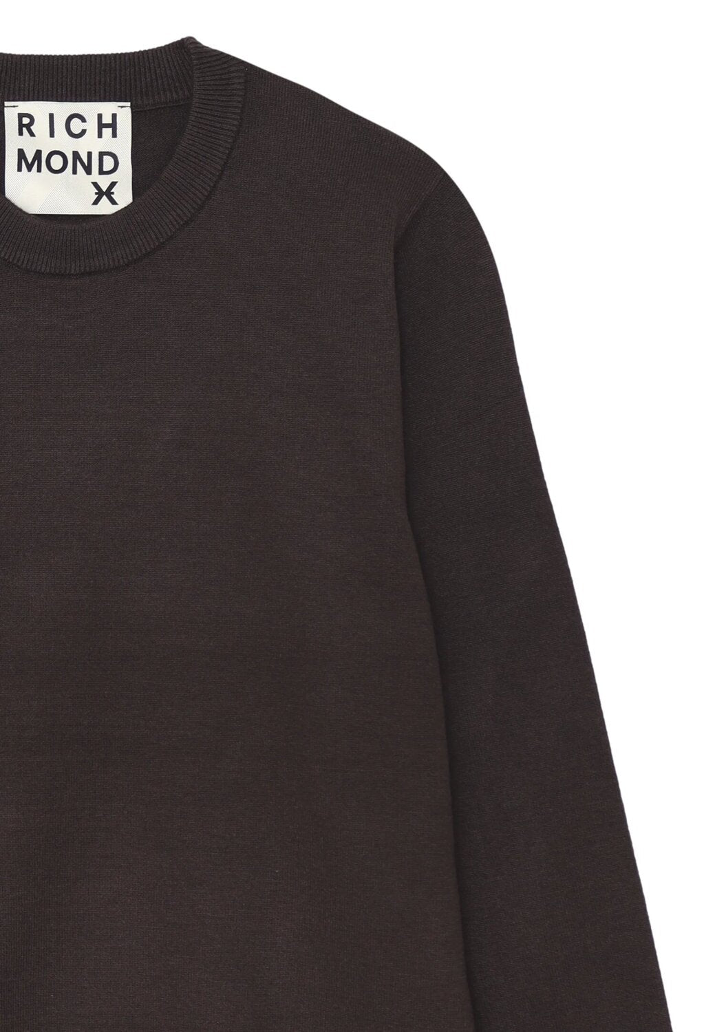 John Richmond maglia uomo lana marrone collo tondo polsini logo | CammarataMode