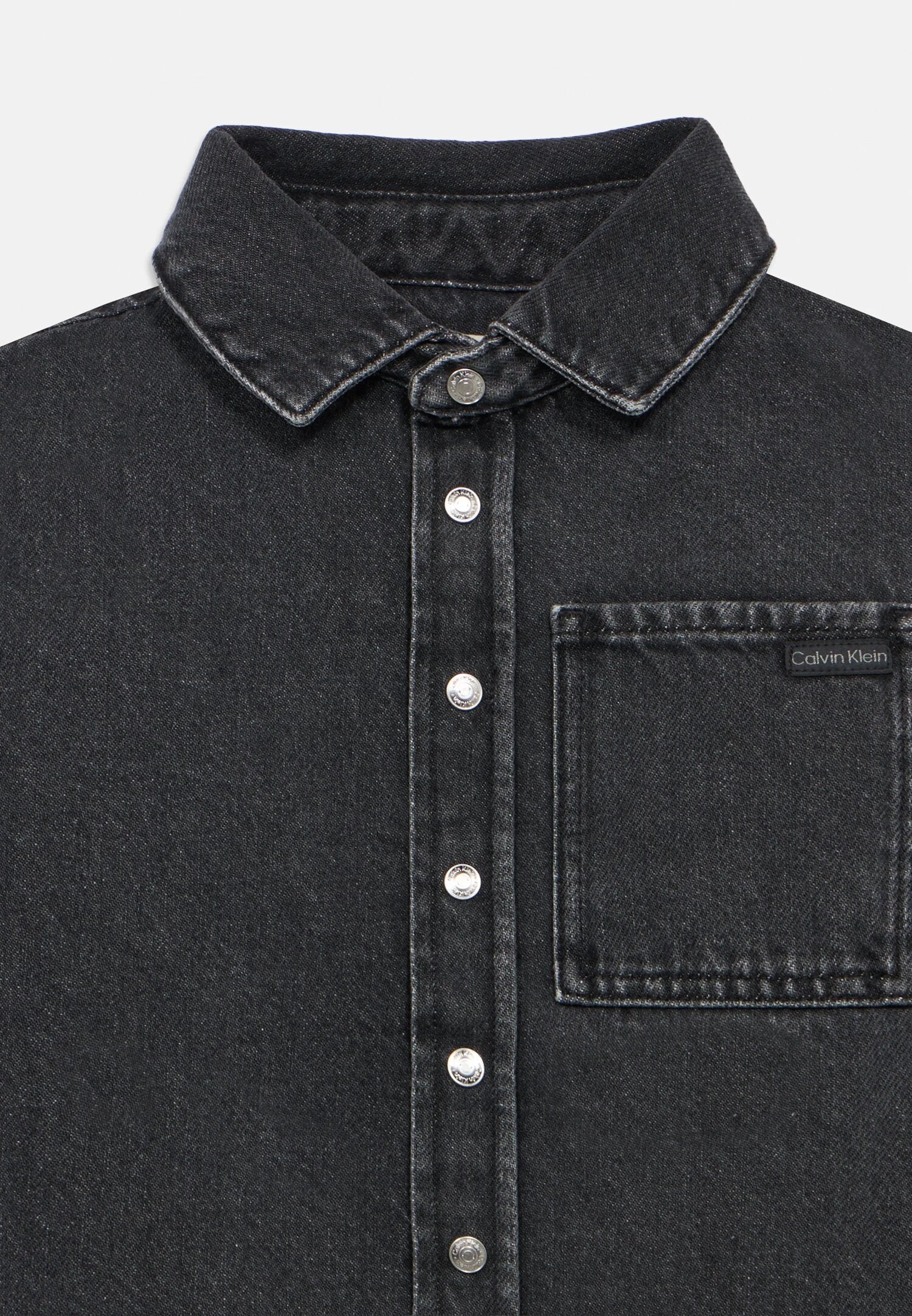 Calvin Klein Camicia Jeans Nero Bambino Con Bottoni Mezza Stagione PE26