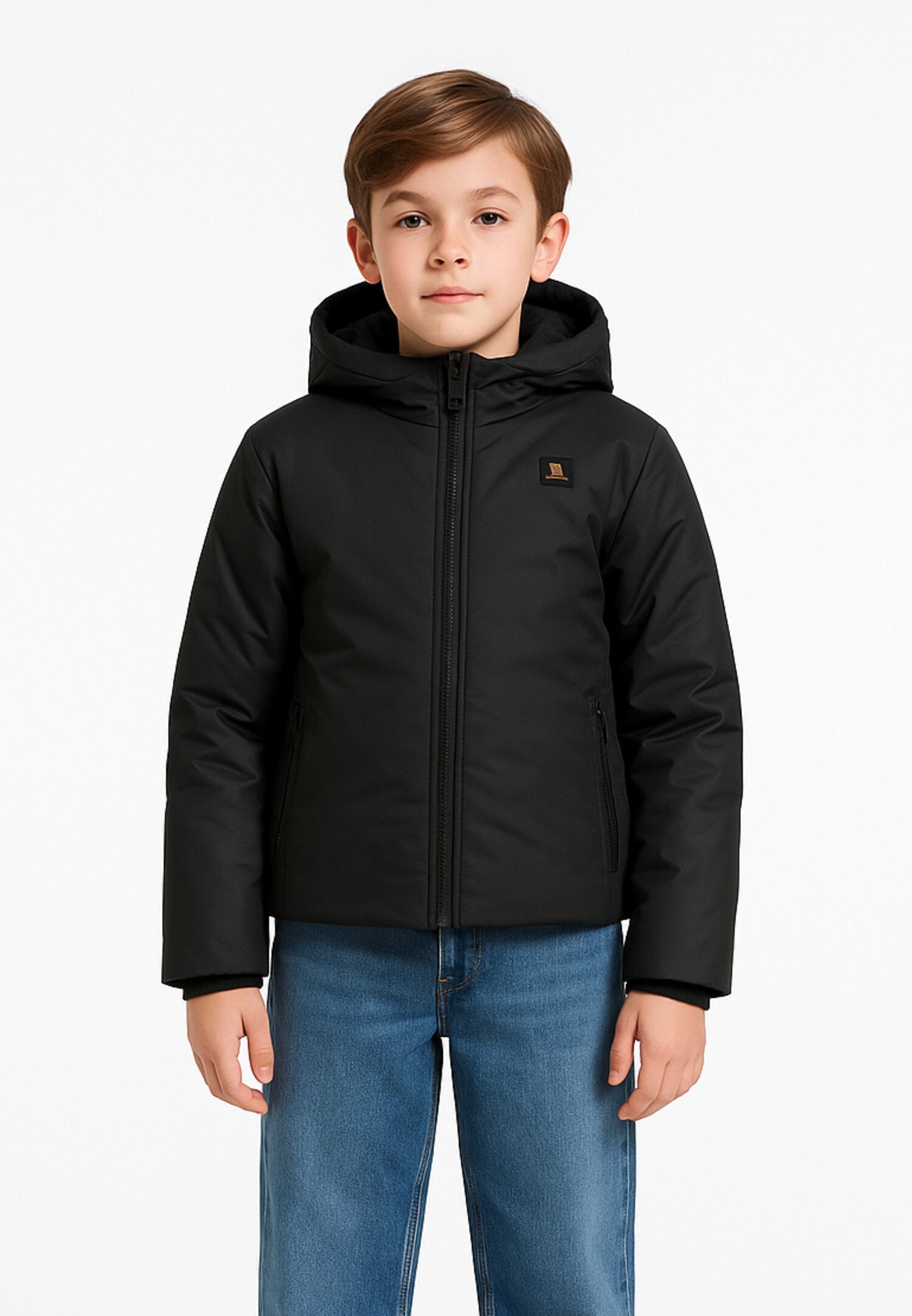 Refrigiwear Giubbotto Nero Bambino In Nylon Con Cappuccio Quotidiano AI25