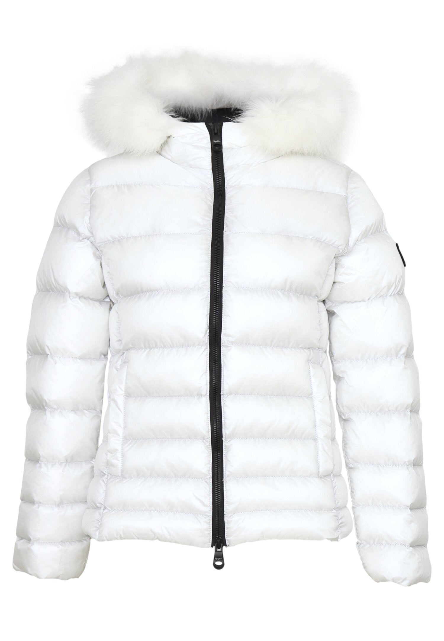 Refrigiwear Giubbotto Bianco Bambina In Nylon Con Pelliccia Invernale AI25