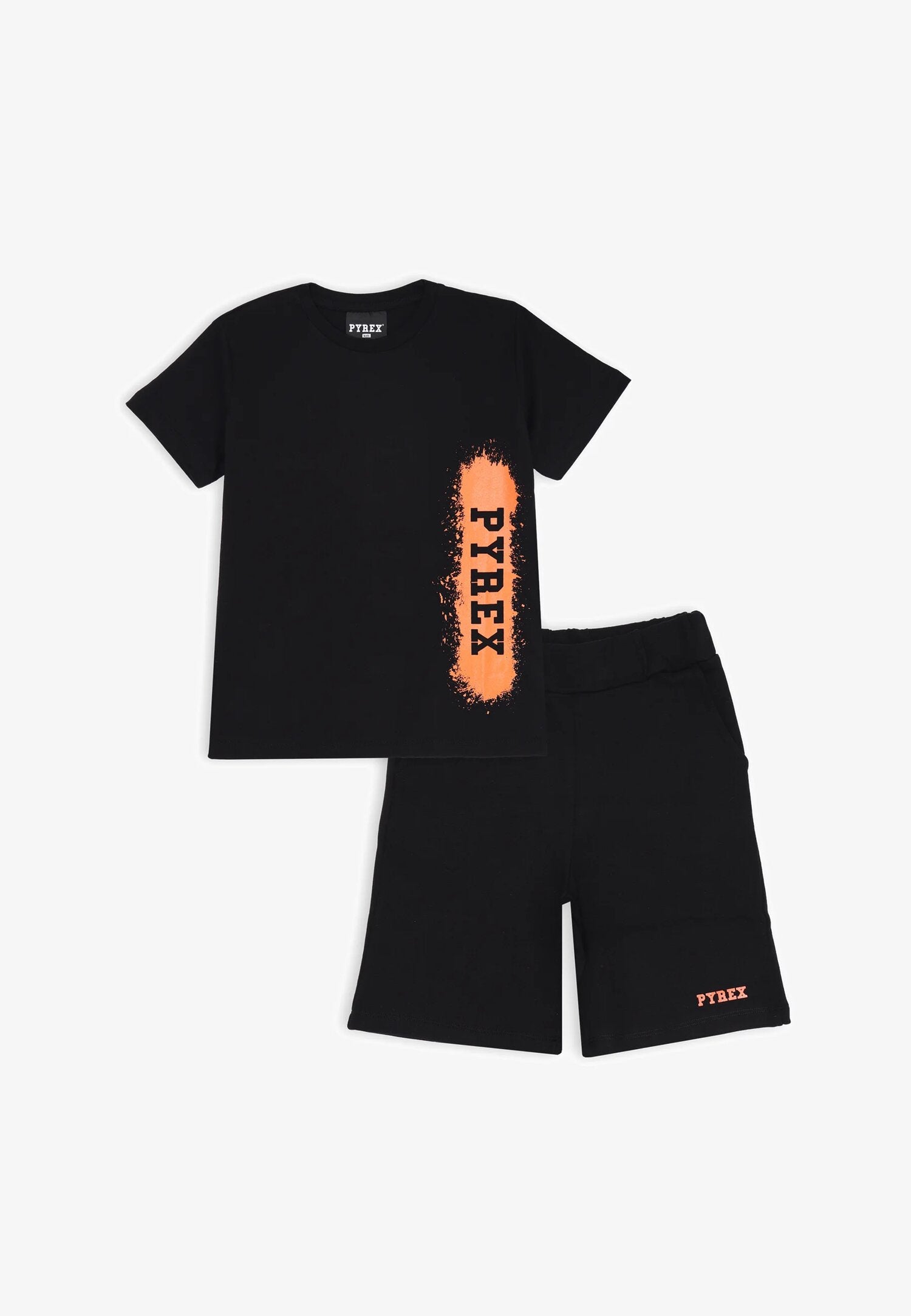 Pyrex black set with orange print in cotton for children summer 2025 | CammarataMode