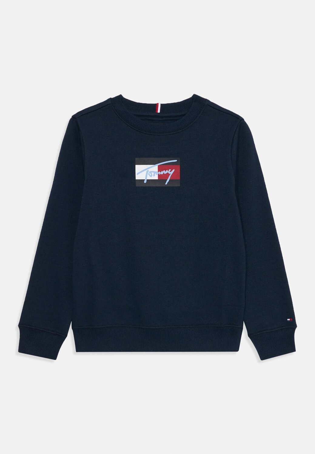 TOMMY HILFIGER – Felpa Neonato in Cotone con Logo Script Flag Ricamato