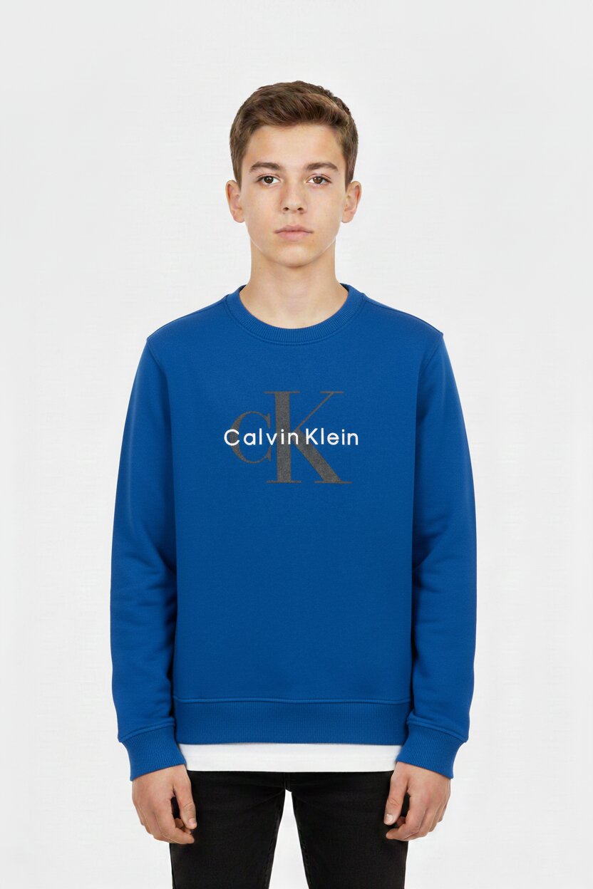 Calvin Klein Felpa Royal Bambino In Cotone Girocollo Quotidiano PE26