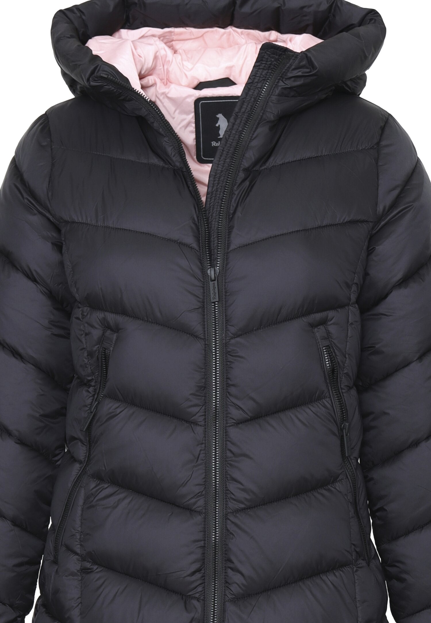 Refrigue Giubotto Nero Bambina In Nylon Con Cappuccio Invernale AI25