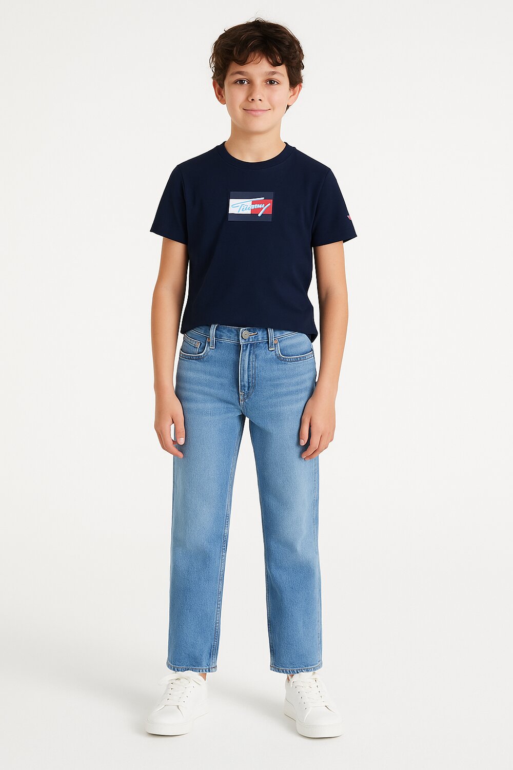 TOMMY HILFIGER – T-shirt Bambino in Cotone con Logo SCRIPT FLAG