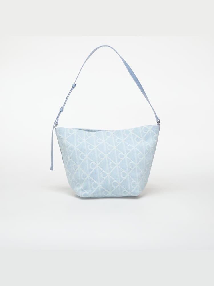 Calvin Klein borsa in denim chiara donna logo all over