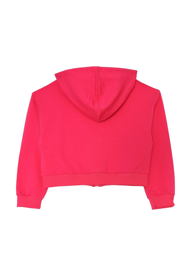 Size Dance tracksuit girl fuchsia 2-16 years crop sweatshirt with hood - FUCHSIA | CammarataMode