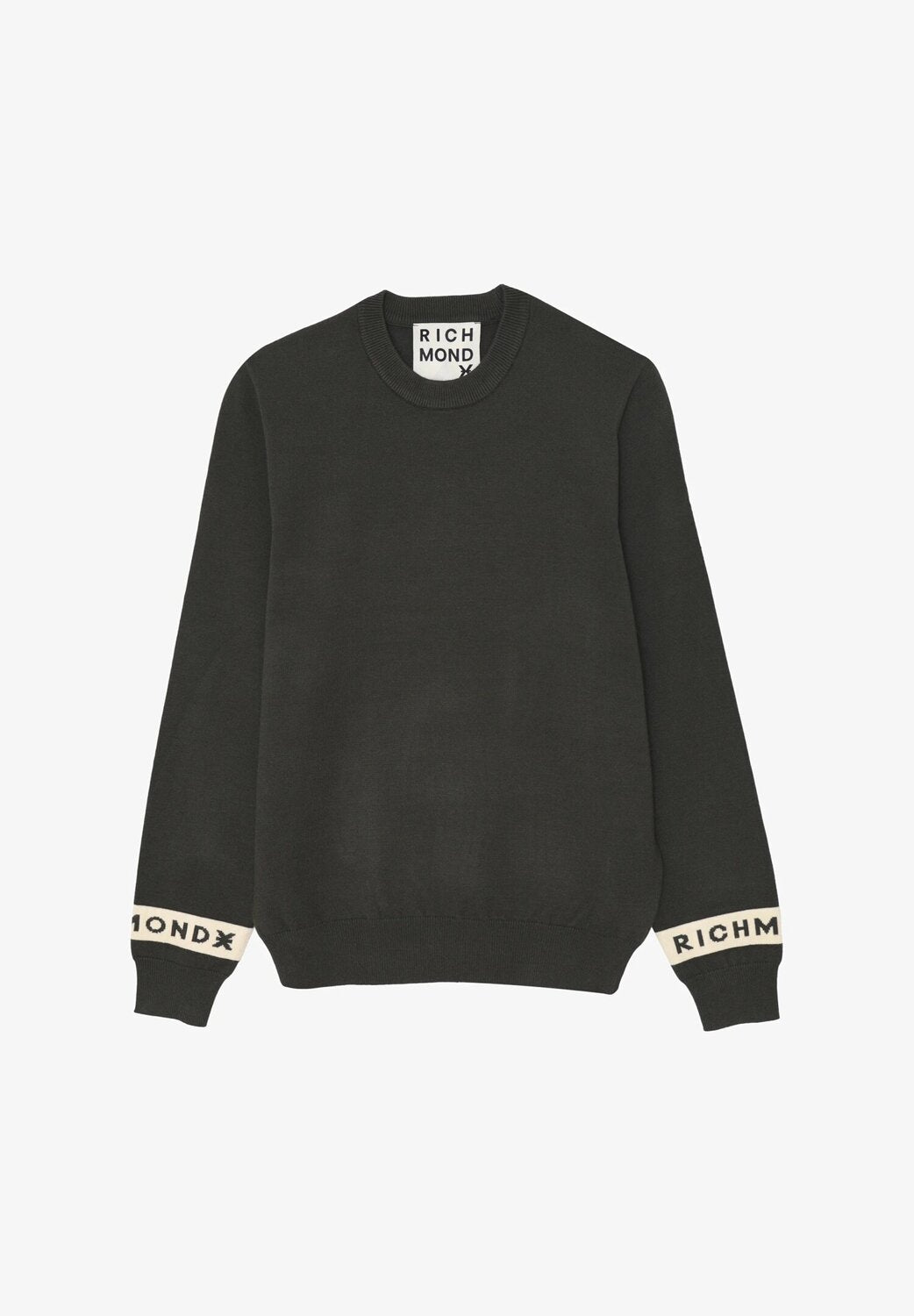 John Richmond maglia uomo lana verde collo tondo polsini logo | CammarataMode