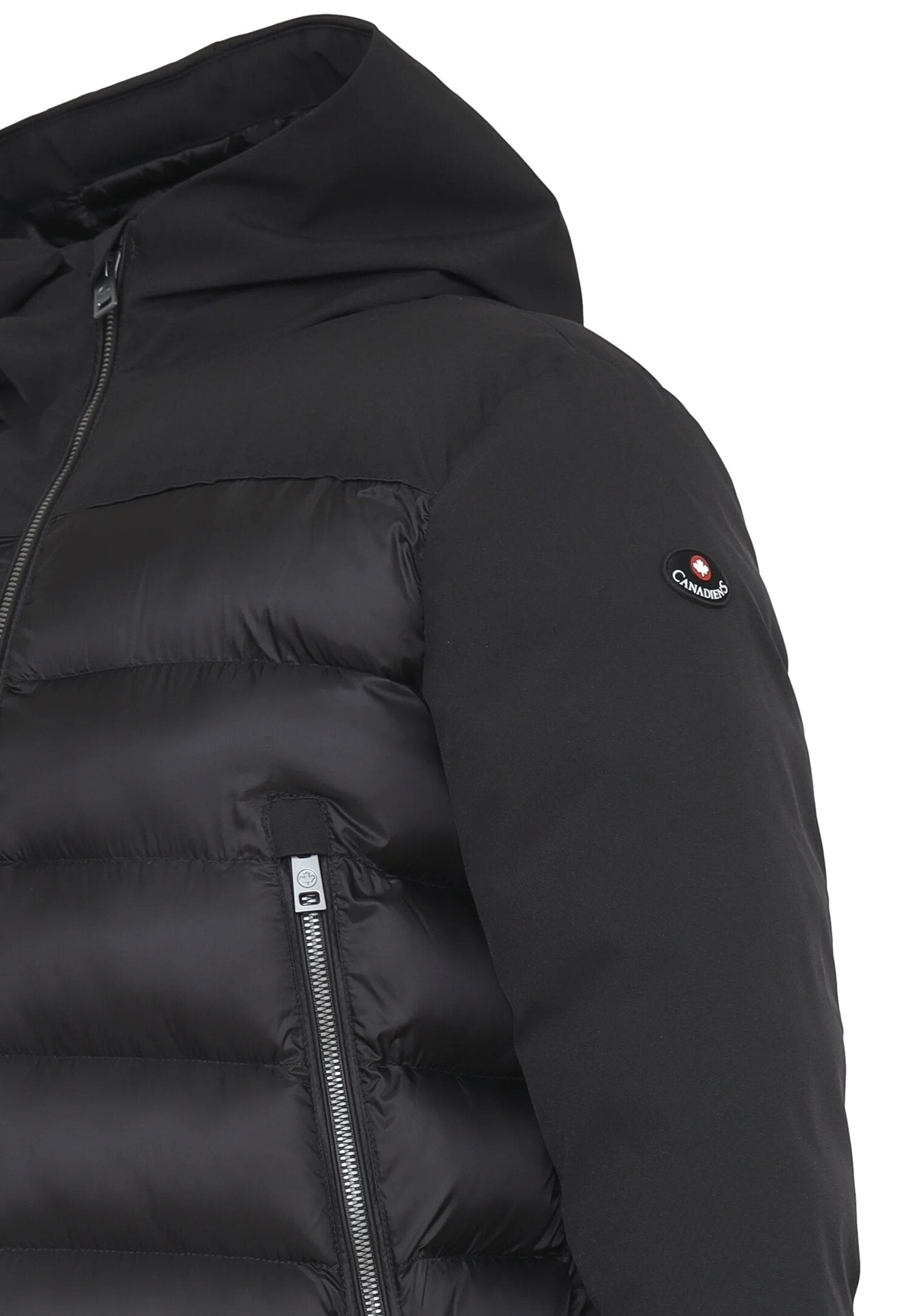 Canadiens Giubbotto Nero Bambino In Nylon Con Cappuccio Tipo Invernale AI25