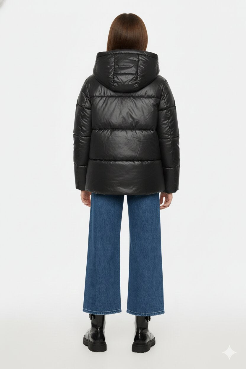 Save The Duck Giubbotto Bambina Nero In Nylon Con Cappuccio Uso Sportivo AI25