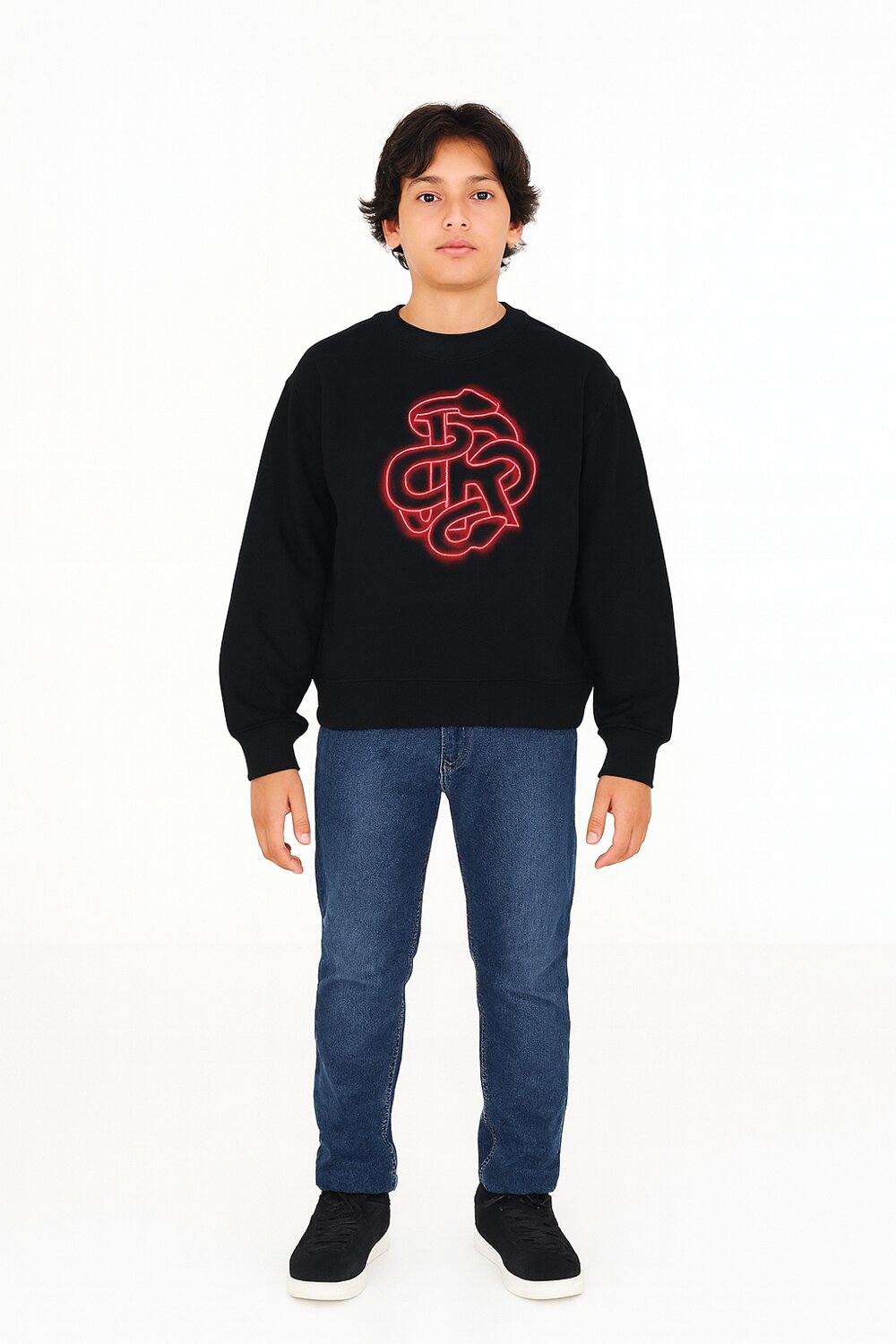 John Richmond felpa ragazzo nera 2-16 anni stampa neon JR