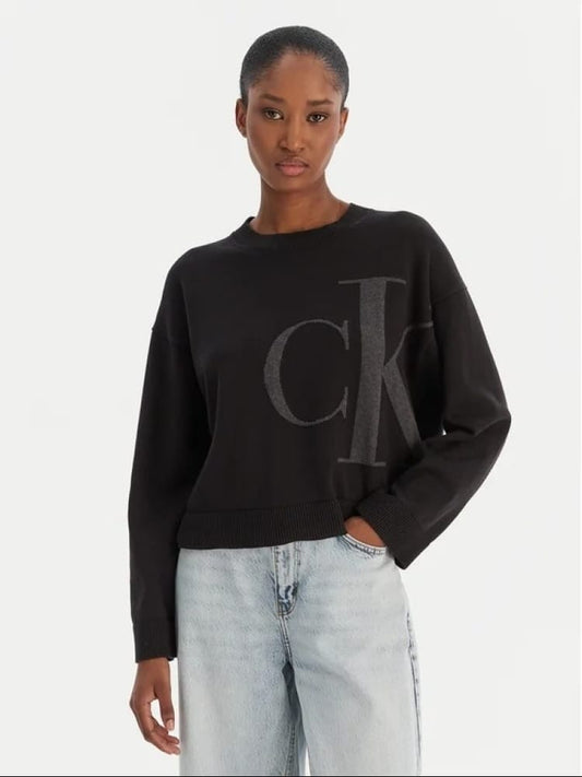 Calvin Klein maglia nera donna con logo
