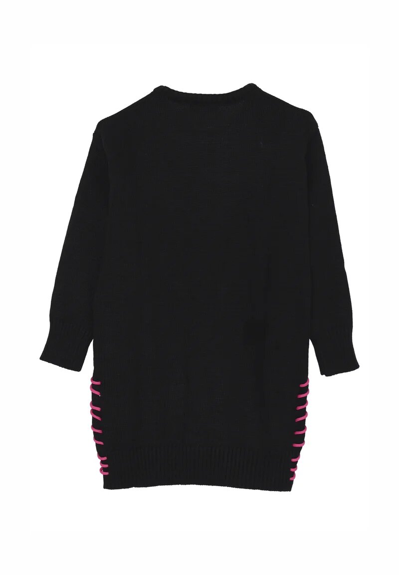 Gaelle Paris Vestito Nero Bambina In Lana Girocollo Elegante AI25