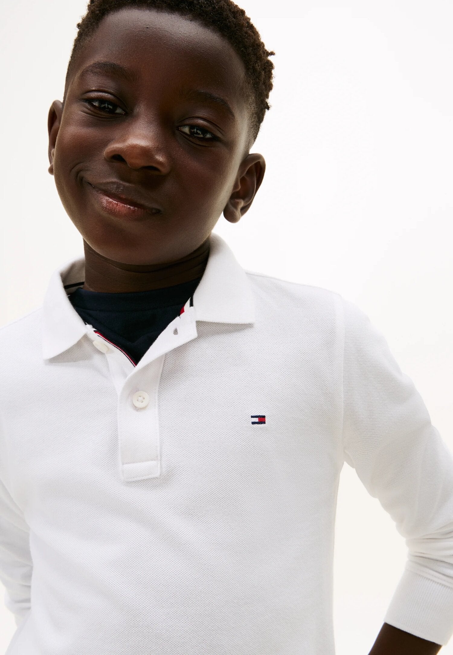 Tommy Hilfiger Polo Bianca In Pique Logo Mini Neonato KB0KB09664YBR_