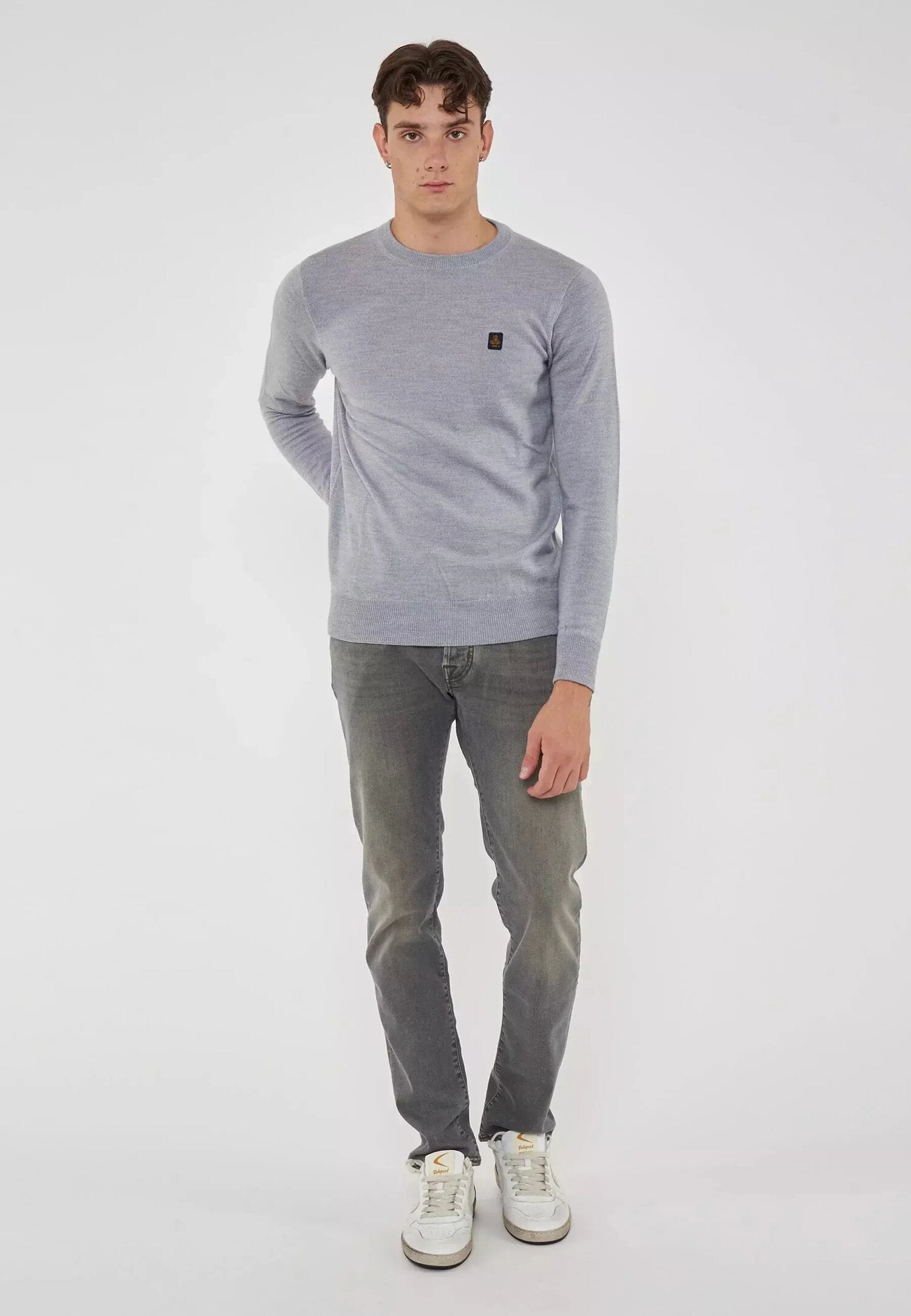 Refrigiwear Maglione Grigio Uomo Girocollo In Lana Passeggio AI25