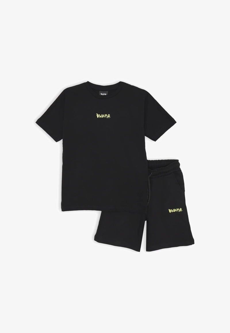 Completo bambino Disclaimer nero maglietta e bermuda primavera estate 25 - NERO | CammarataMode
