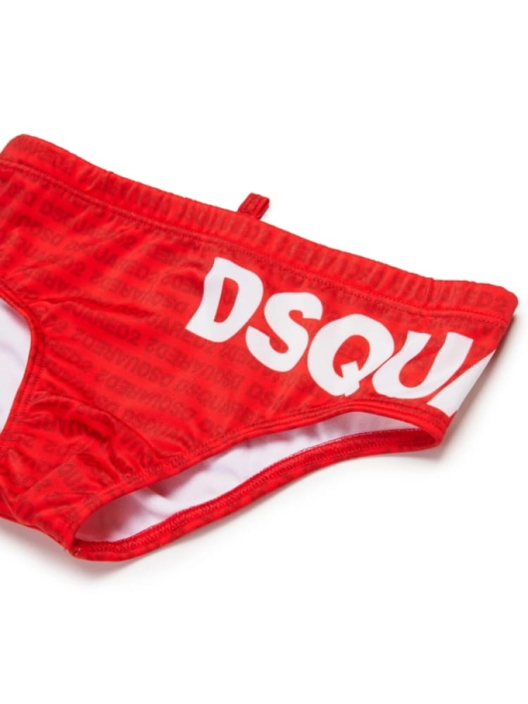 Dsquared costume da bagno slip kids/junior rosso con logo Bambino
