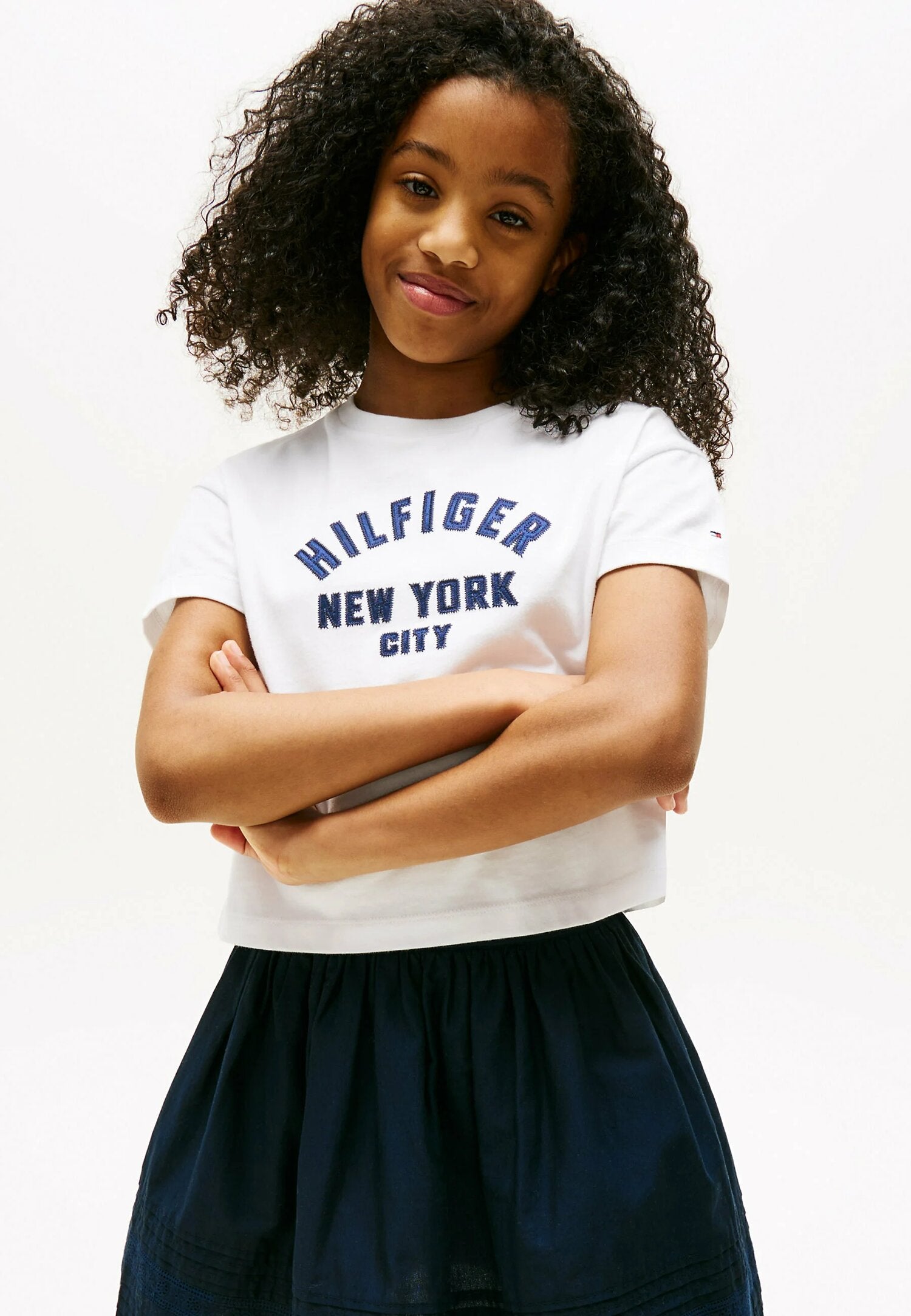 TOMMY HILFIGER – T-shirt Logo Appliqué Bambina in Cotone