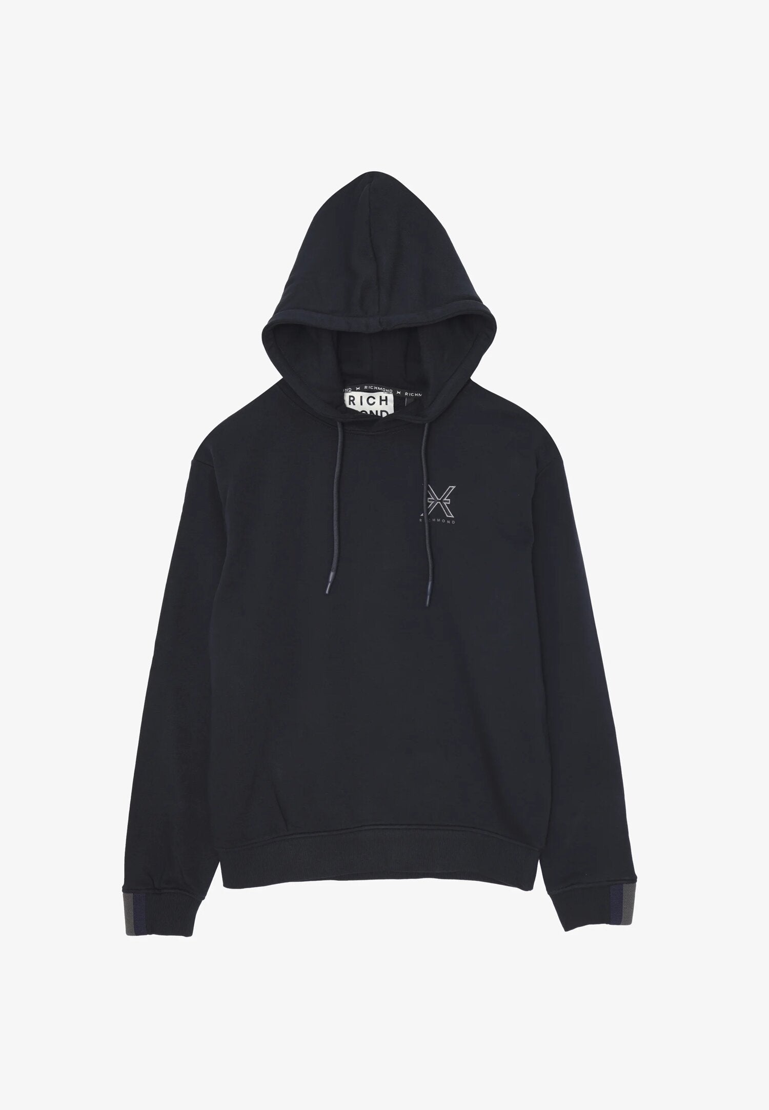 John Richmond Felpa Blu Uomo Basic In Cotone Con Cappuccio Sportivo AI25