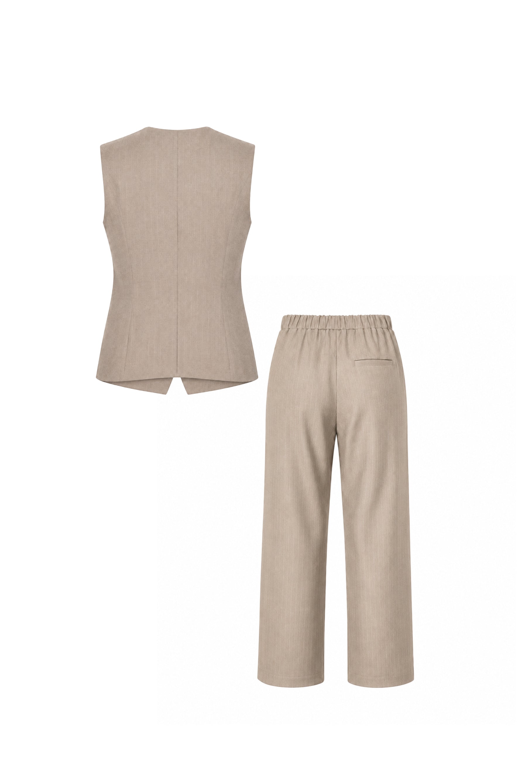 MON SAURIRE completo beige con gilet e pantalone gessati Bambine e ragazze m1433j+m1441j.beige_