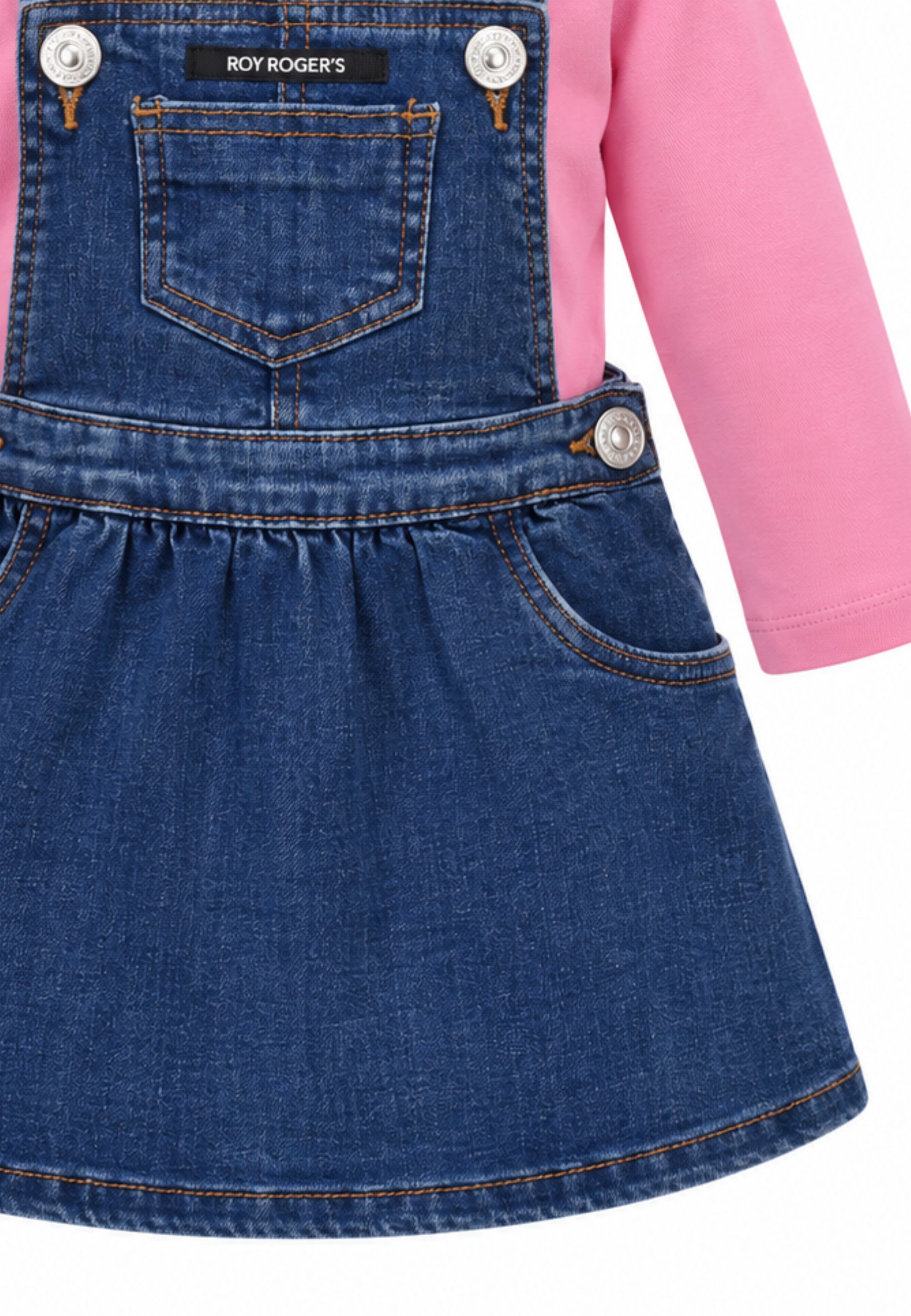 Roy Roger's completo rosa salopette a gonna con maglia a maniche lunghe Bambini e ragazzi rh089/k1.rosa_