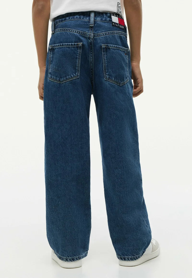 TOMMY HILFIGER JEANS DENIM BAGGY CON LOGO BANDIERA SULLA CINTURA DIETRO Bambini e ragazzi KB0KB105971A4.DENIM_