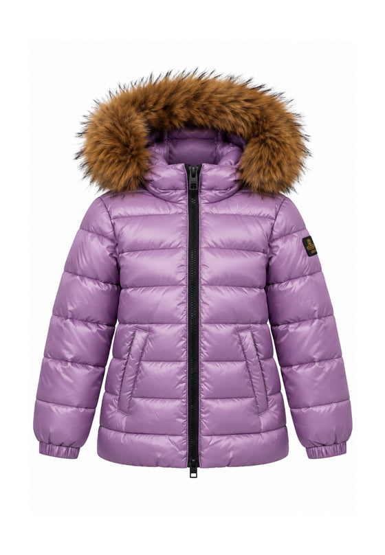 REFRIGIWEAR Giubbotto PIUMINO CON PELLICCIA E LOGO SUL BRACCIO Bambine e ragazze RG2606CW26_