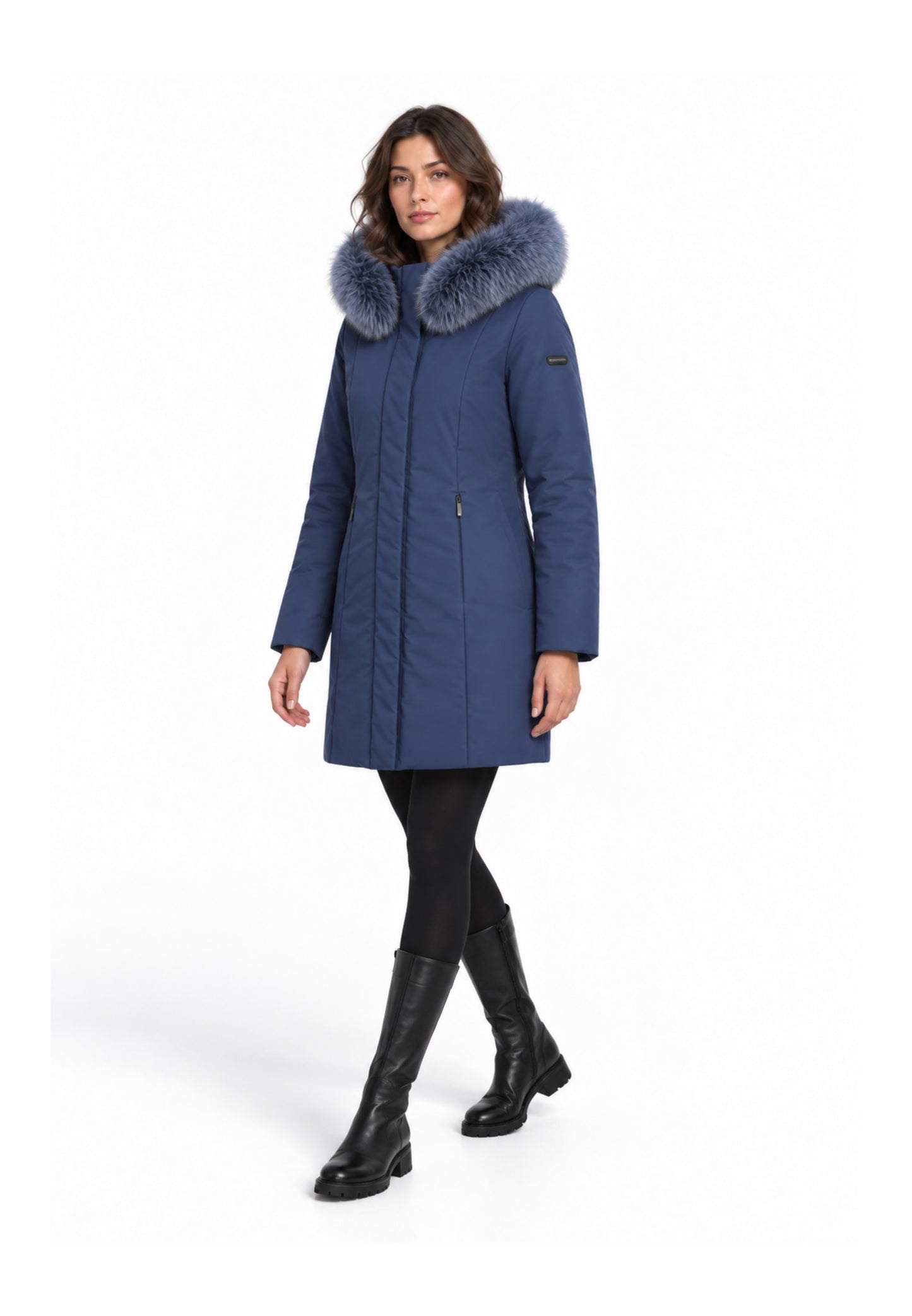 REFRIGIWEAR GIUBBOTTO BLU CON CAPPUCCIO E PELLICCIA Donna LADY TECH FUR JACKET.BLU_