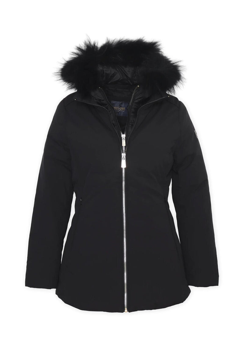 Yes Zee Girls Down Jacket Black 2-16 Years with Detachable Down Hood - BLACK | CammarataMode