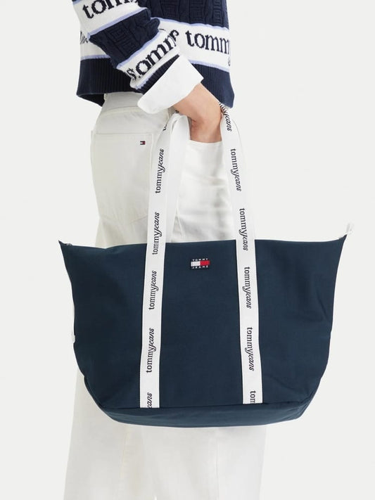 Tommy Jeans borsa blu navy donna logo lettering  | Misure:  52 x 34 x 22 cm