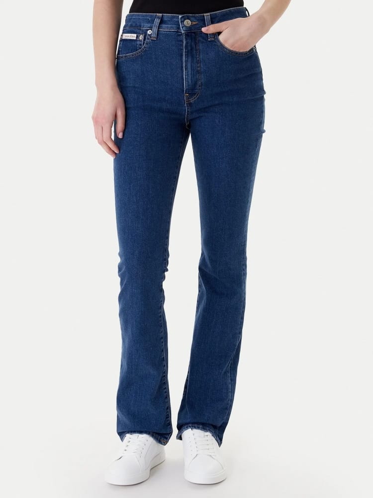 Calvin Klein pantalone in denim scuro donna mini logo