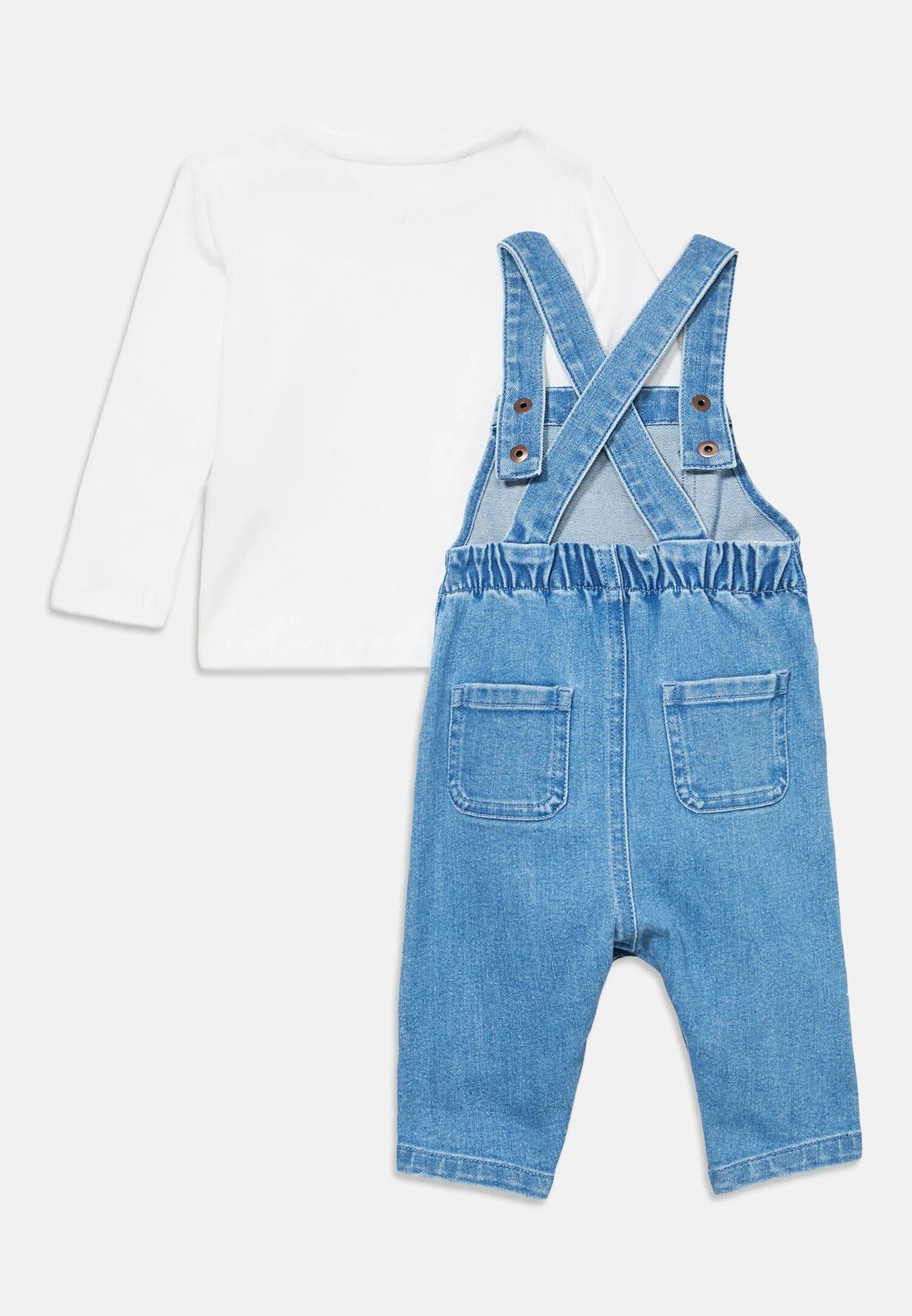 Tommy Hilfiger Set Salopette Bambino In Cotone Maniche Lunghe Passeggio PE26