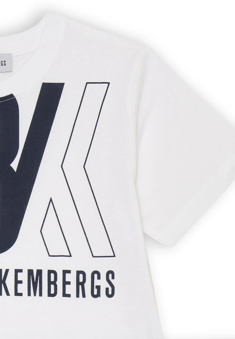Bikkembergs set bambino t-shirt bianca stampa BK e shorts blu sportivi estate - BLU | CammarataMode