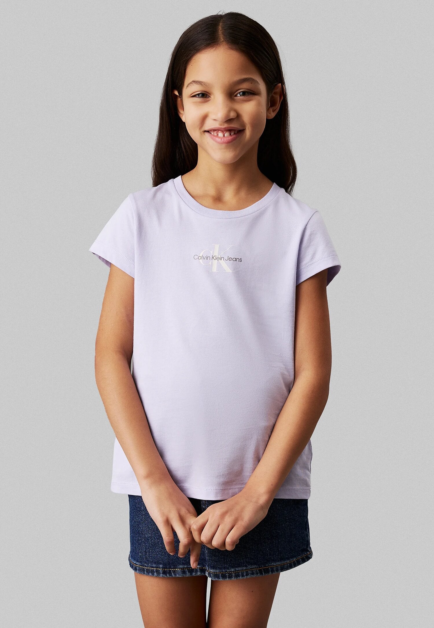 Calvin Klein t shirt bambina ragazza lilla cotone logo CK estiva junior | CammarataMode