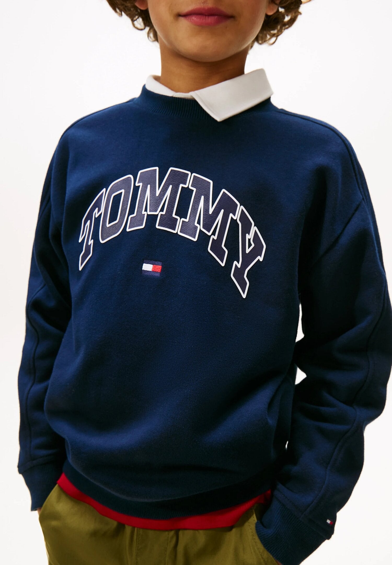 Tommy Hilfiger Felpa Bambino Varsity Print - Blu Navy