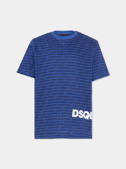 Dsquared t-shirt kids/junior blu con logo all-over Bambino