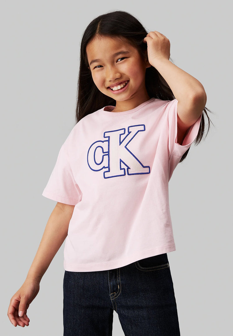 Calvin Klein pink t-shirt for girls, cropped, spring summer - ROSE | CammarataMode