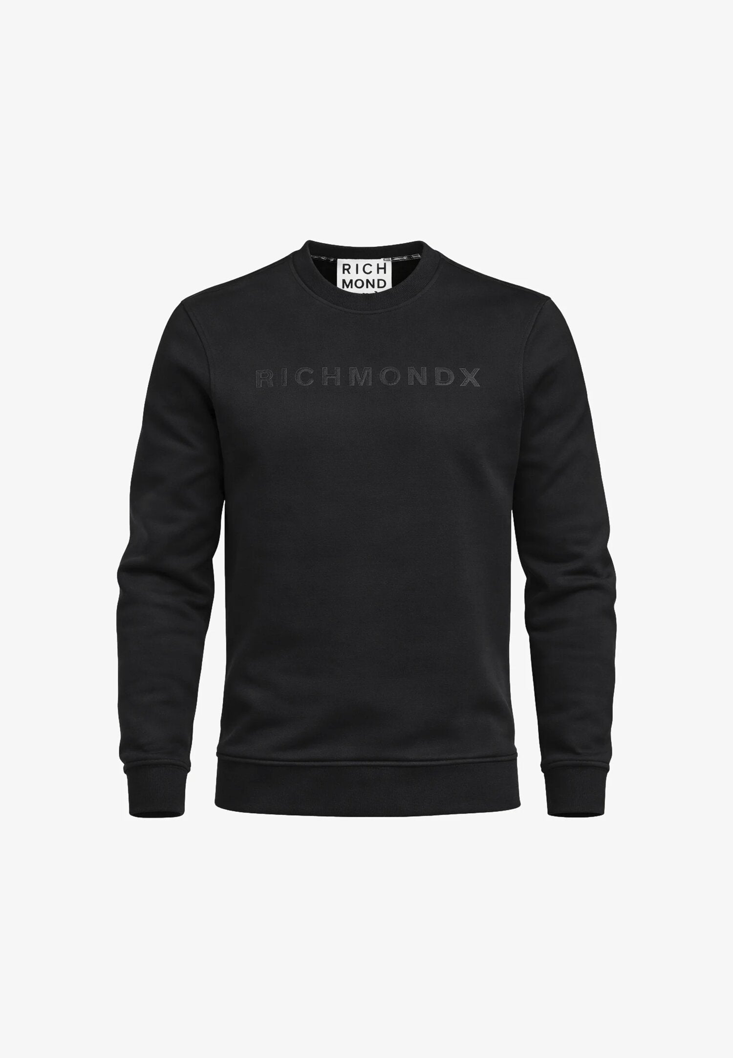 John Richmond Felpa Nera Con Logo Tono Su Tono Uomo UMP26004FE_