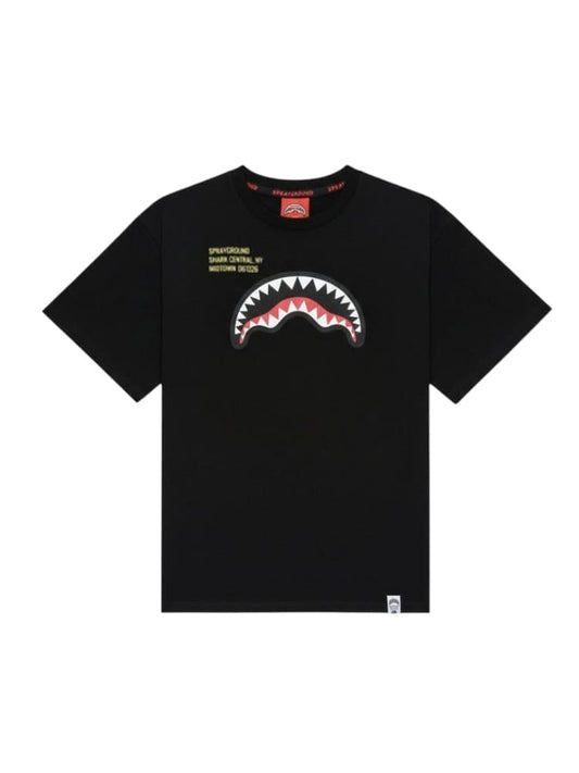 Sprayground t-shirt kids/junior in cotone nera con stampa bocca di squalo