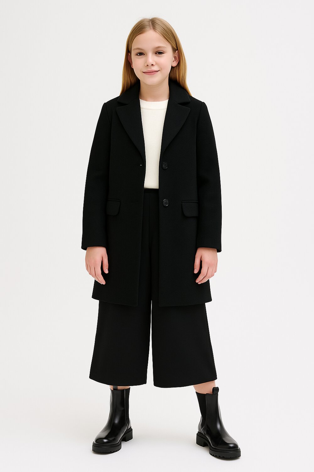 Kocca cappotto corto nero bambina e ragazza elegante invernale