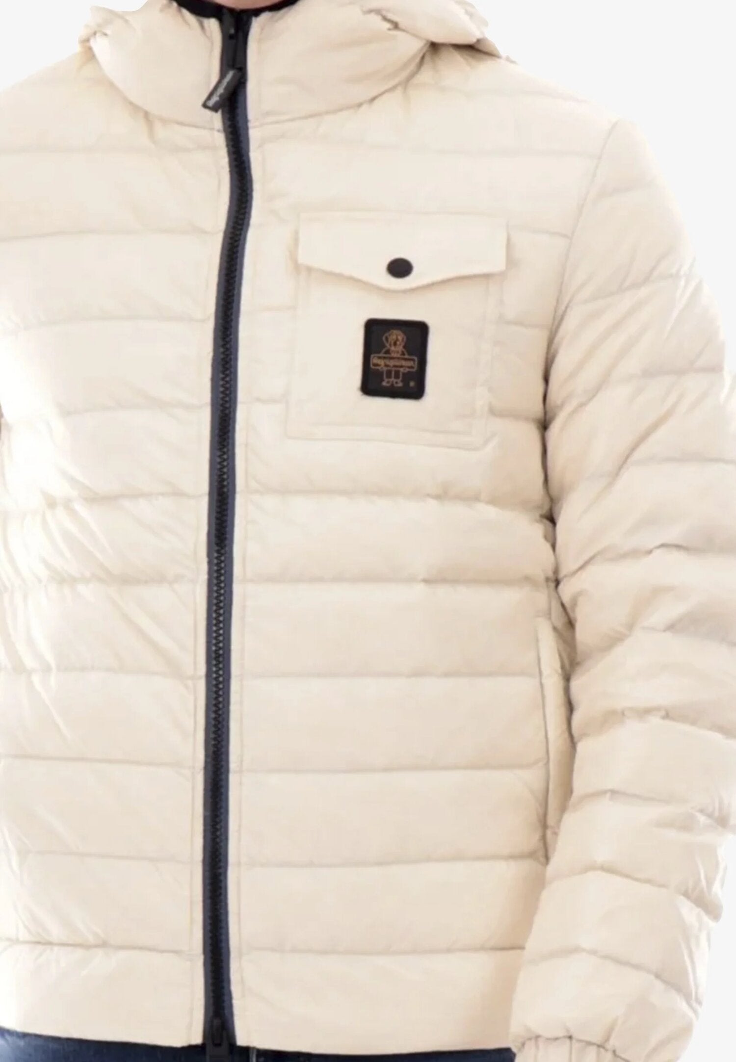 Refrigiwear Giubotto Beige Uomo Bomber In Nylon Con Cappuccio Sportivo AI25