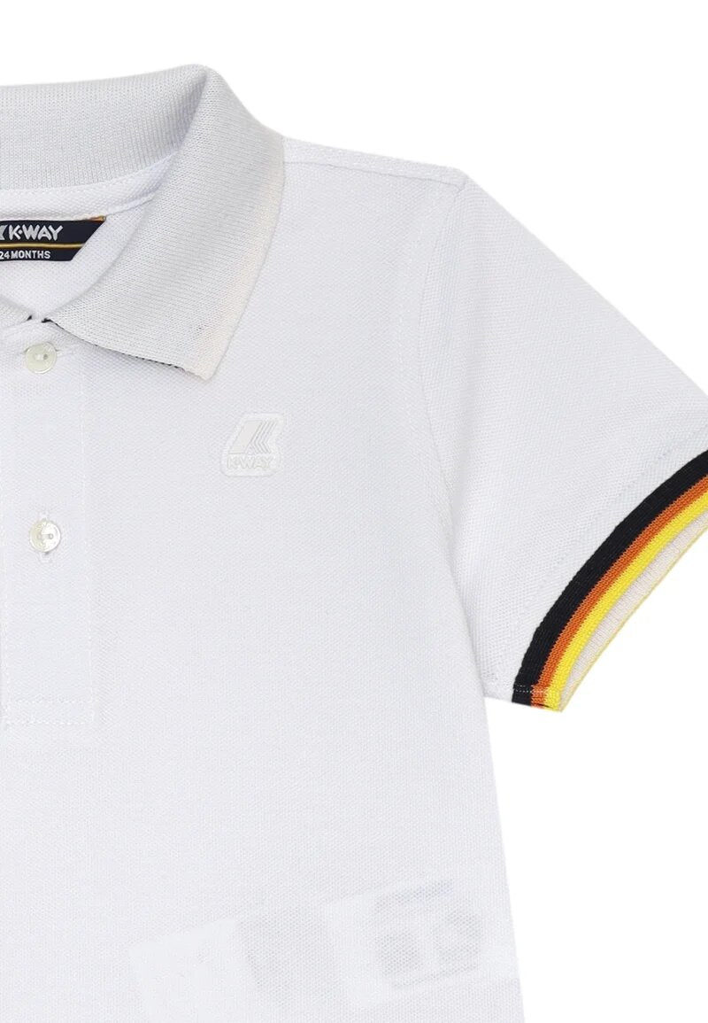 K-Way Polo White Child Kids Junior Contrast Collar - WHITE | CammarataMode