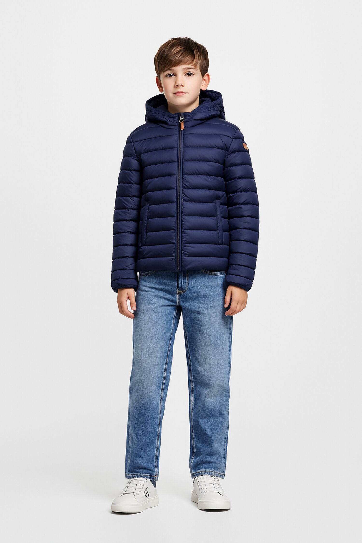 Save The Duck Giubbotto Bambino Blu Cobalto In Nylon Con Cappuccio Sportivo A