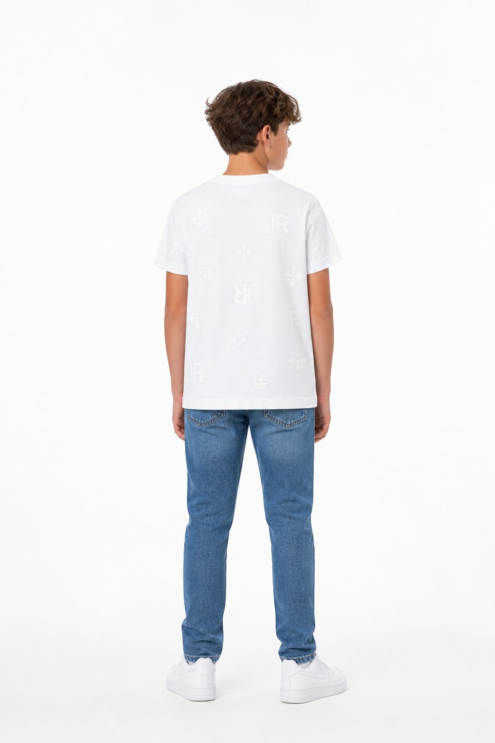 John Richmond Tshirt Bianca Logo All Over Tono Su Tono Bambino RBP26041TS_