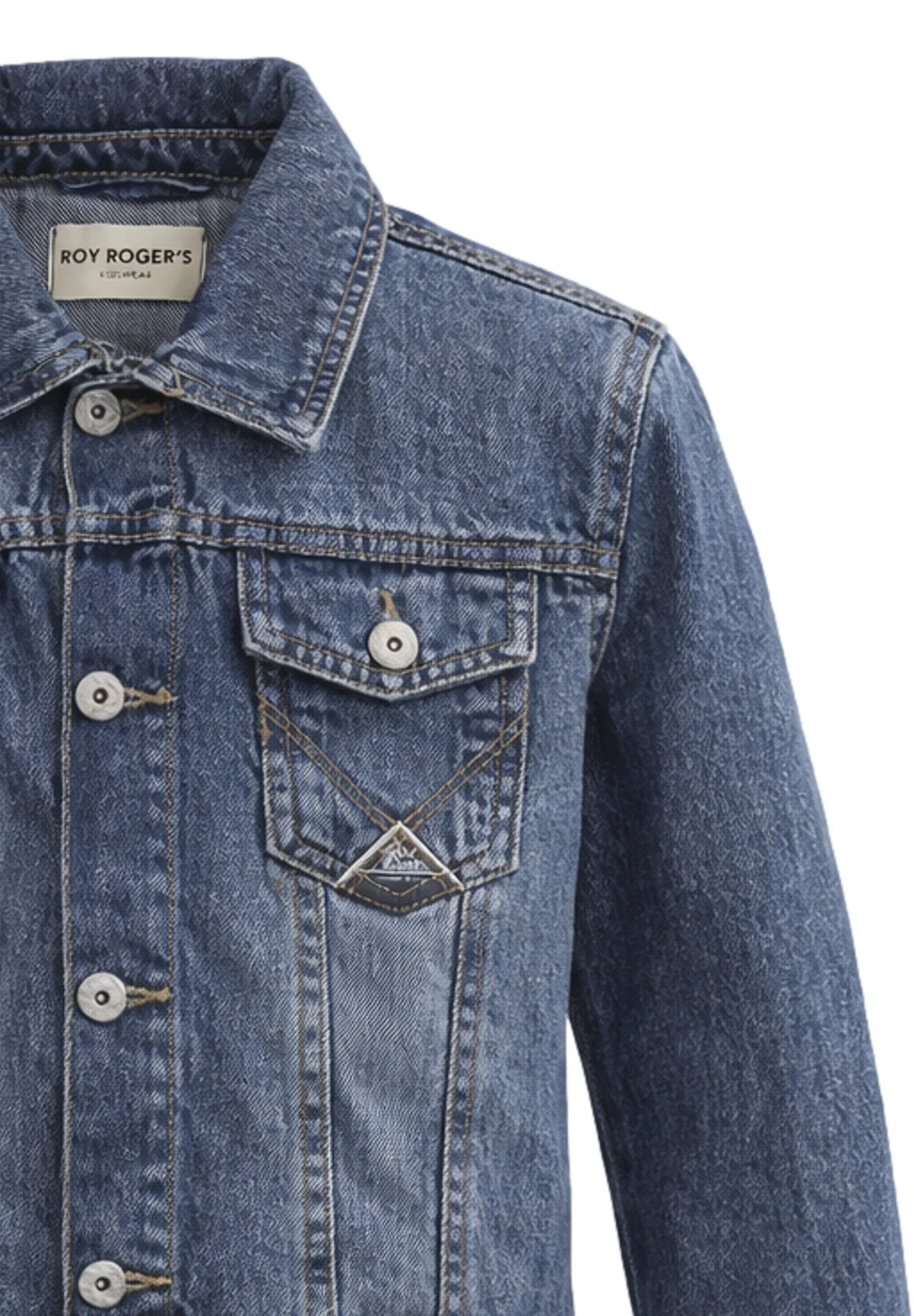 Roy Roger's Giubotto Jeans Bambino Con Bottoni Mezza Stagione In Denim RG110_