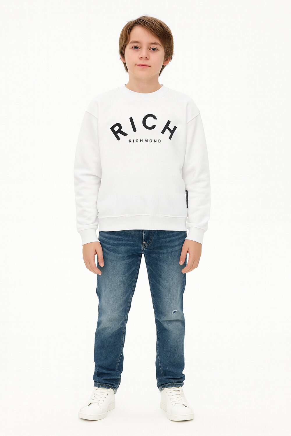 John Richmond felpa bambino e ragazzo bianca cotone logo frontale | CammarataMode