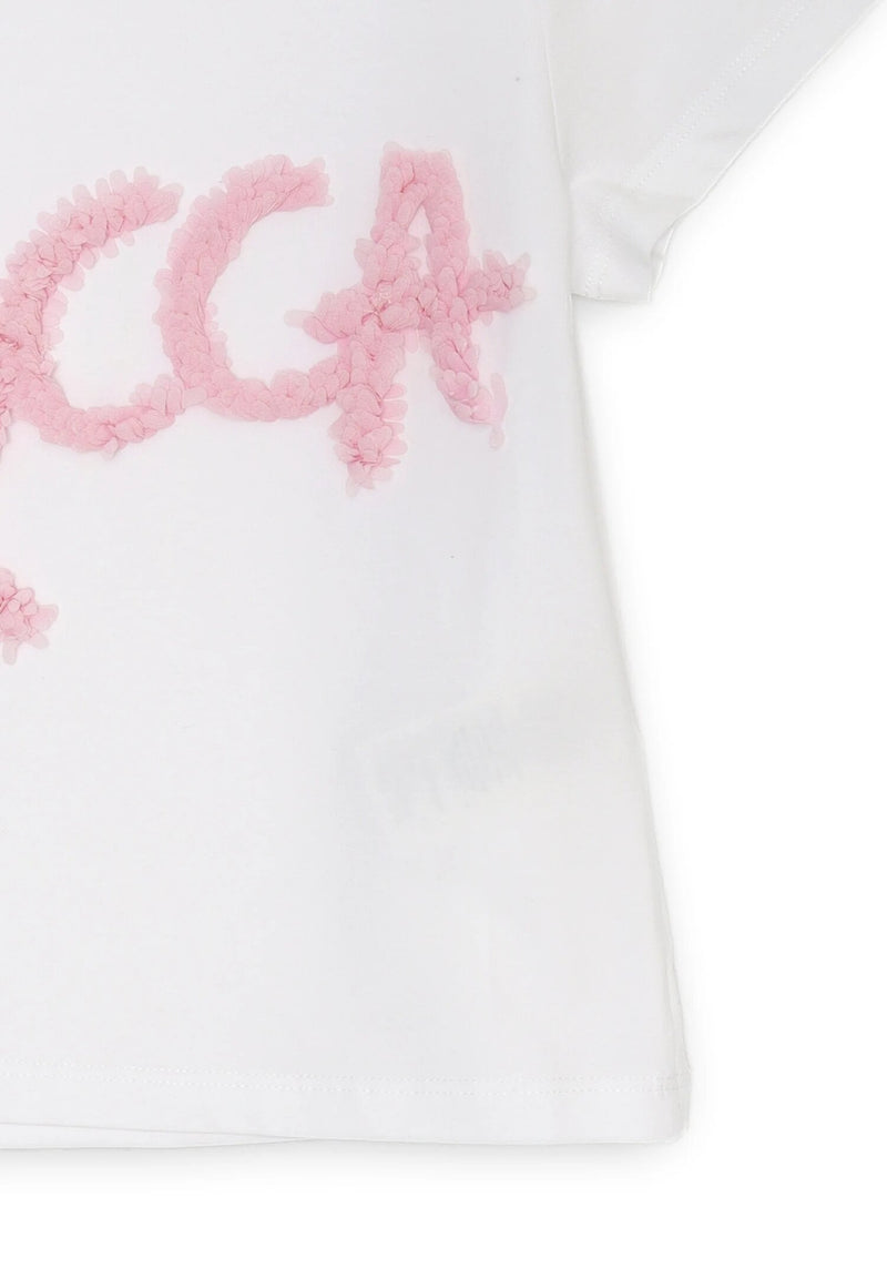 Maglietta Kocca bambina bianca logo 3D rosa primavera estate 2025 - ROSA | CammarataMode